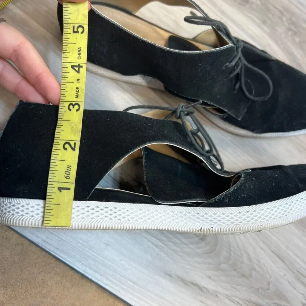 All Black Womens Micro Suede Lace Up Shoes Size 40 US 9 Black Side Cut - Picture 11 of 11